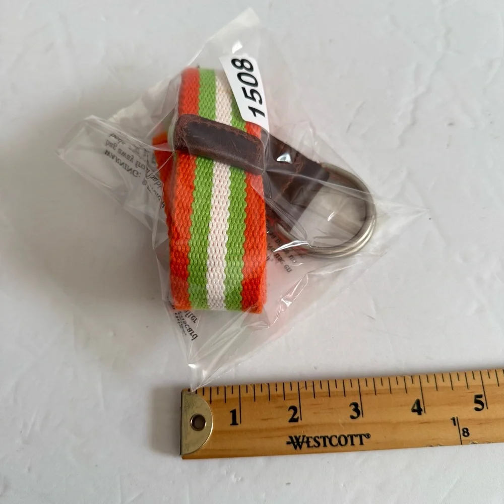 Vibrant Orange Green Striped Belt